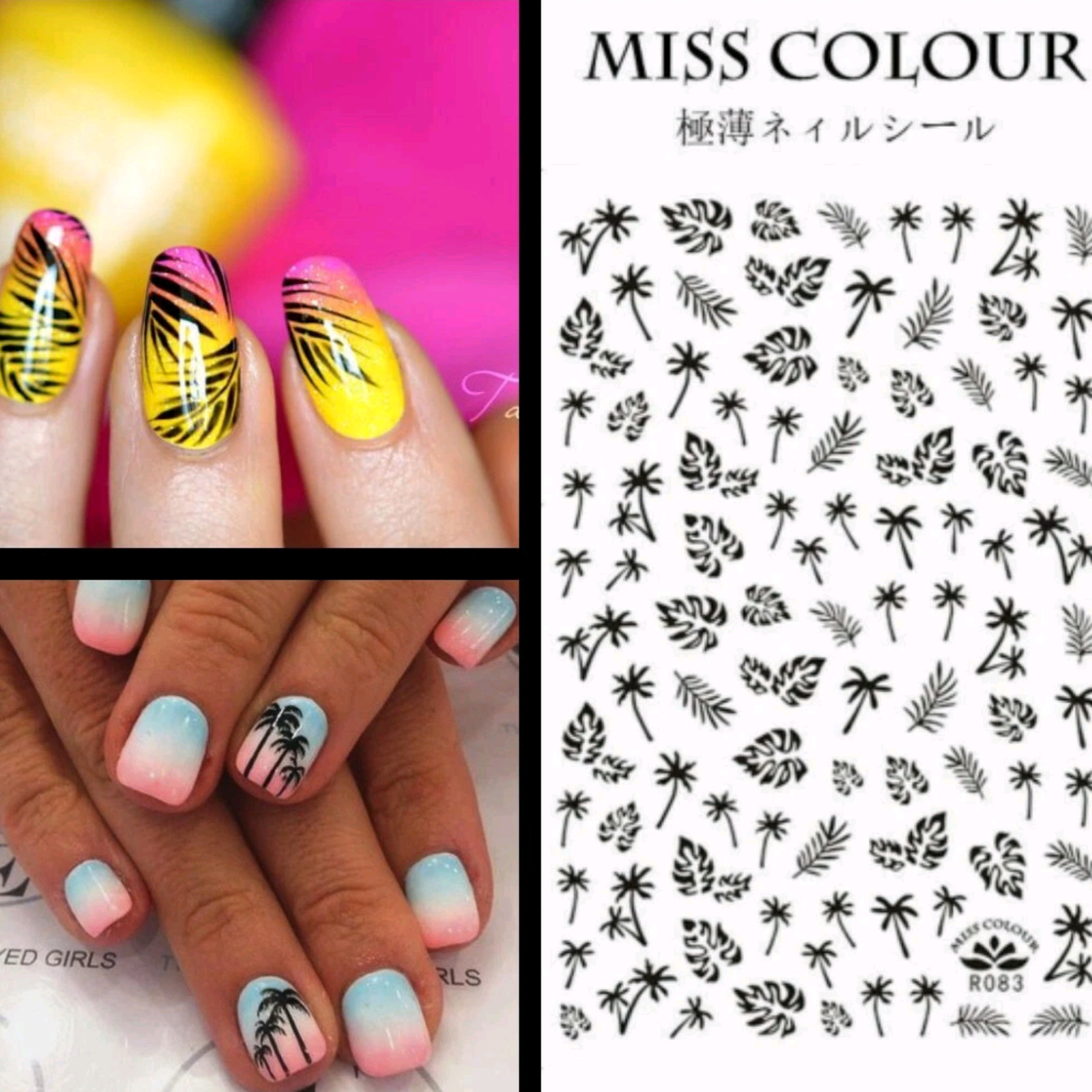 3D Palm Tree Nail Stickers, Nail Sticker Design Acrylic Gel Dip Manicure Pedicur