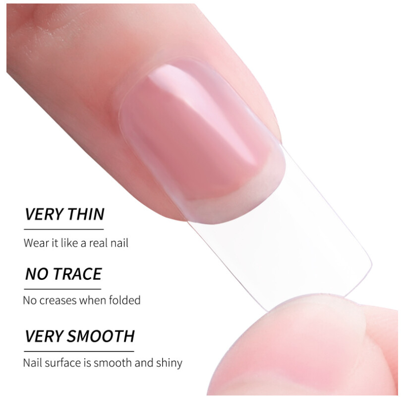 100 Pcs False Acrylic French Half Cover Artificial Fake Nails Tips Clear Natural
