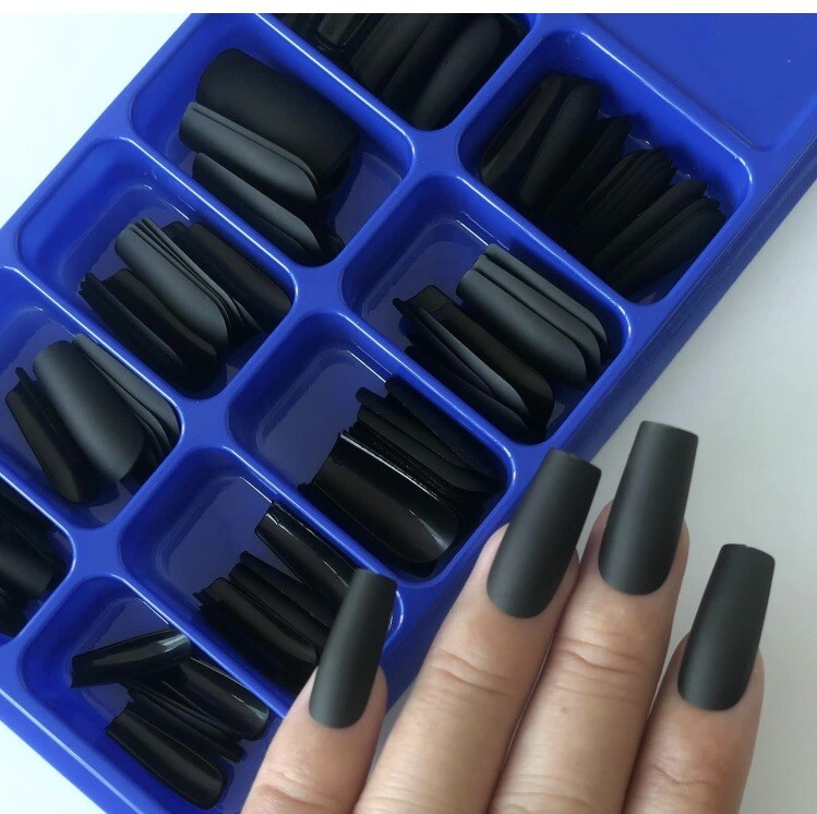 LoveOurHome 480 Piece Press on Nails Matte Square.black,mauve,chocolate,beige.NI