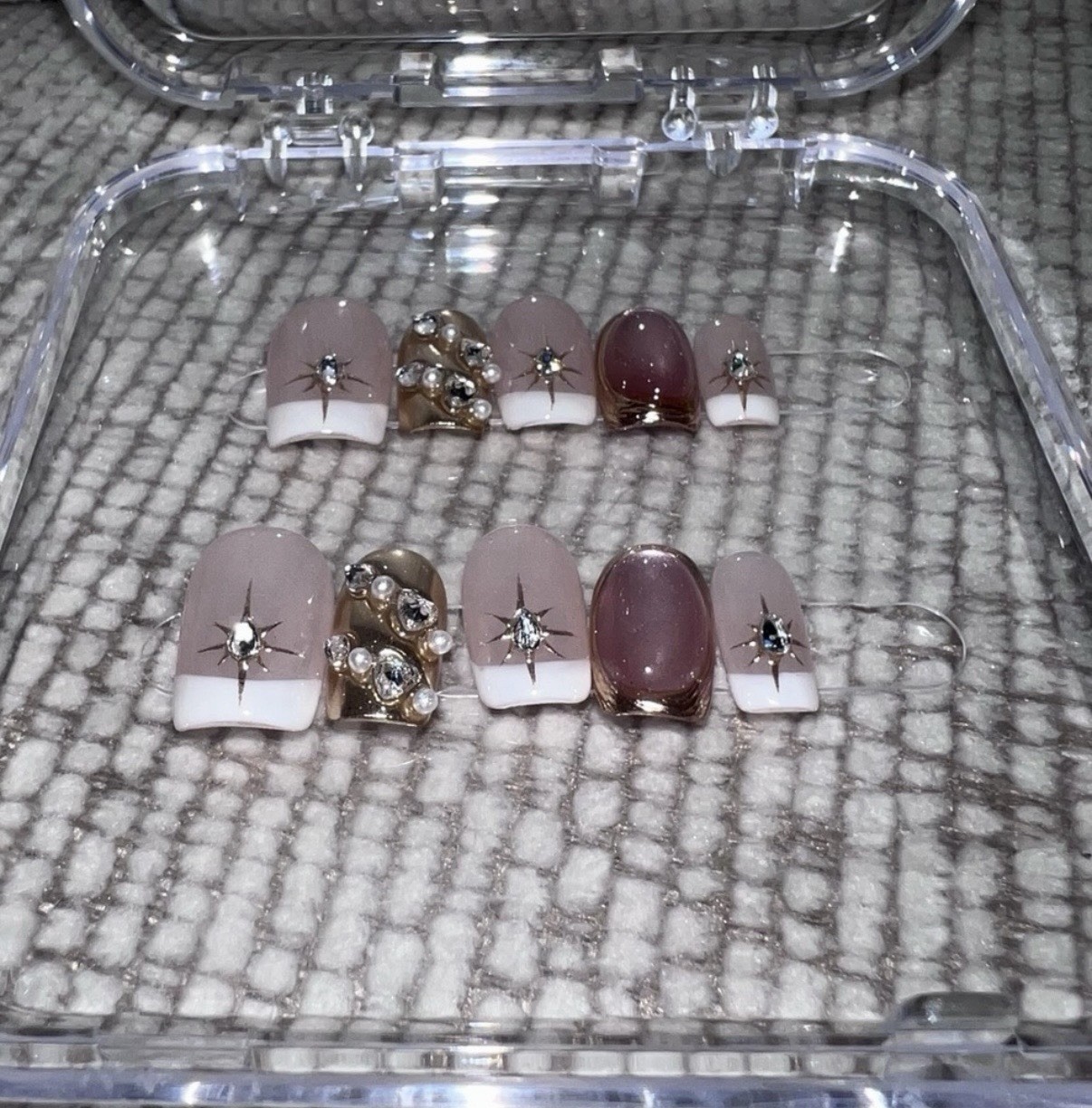 handmade women’s x-small sized reusable nails y2k coquette fairycore barbiecore