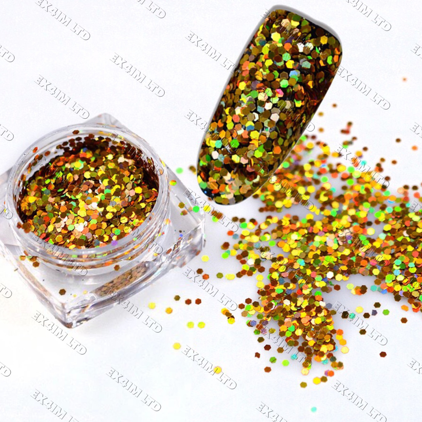 1mm HOLOGRAOHIC GLITTER FLAKES Sequins Paillette Sparkly Nail Art Hexagon 3D DIY