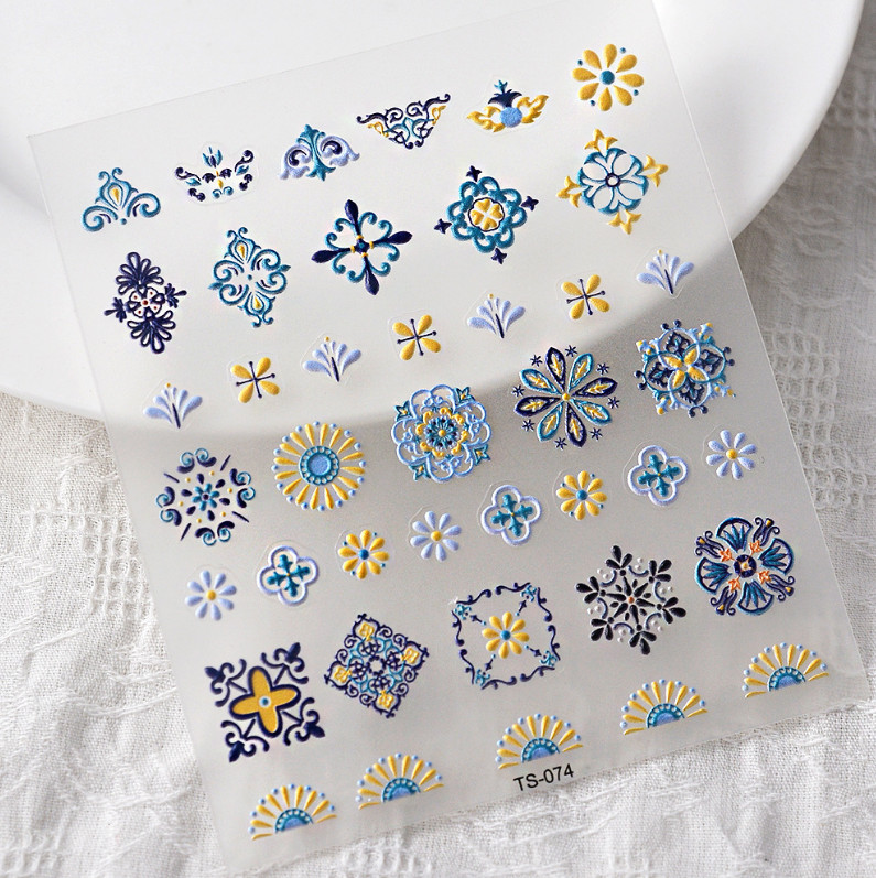 5D Nail Art Bohemian Flower Stickers Self Adhesive DIY TS74 NH23