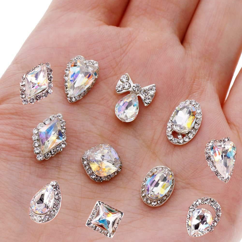48PCS 3D Luxury Nail Art Rhinestones Nail Diamonds Glass Crystal AB Metal Gem…