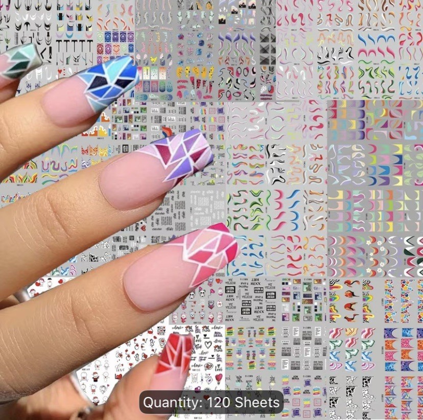 3D Nail Sticker Decal 120 Design Lot Nail Art Adhesive DIY Design Decor US Stock