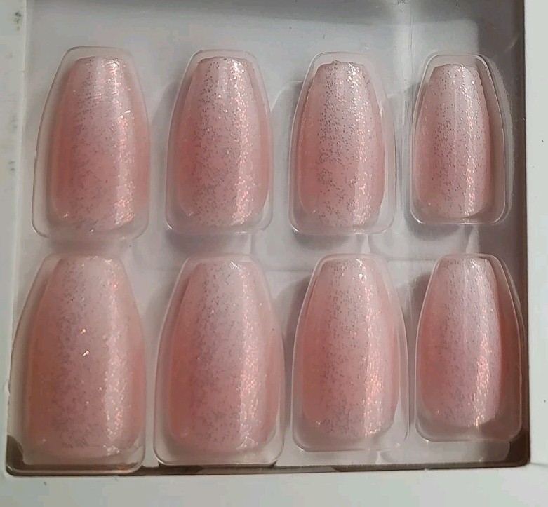 Kiss Voguish Fantasy Tie-dye & Gel Fantasy Pink Glitter Gel w/ Glue – Long Nails