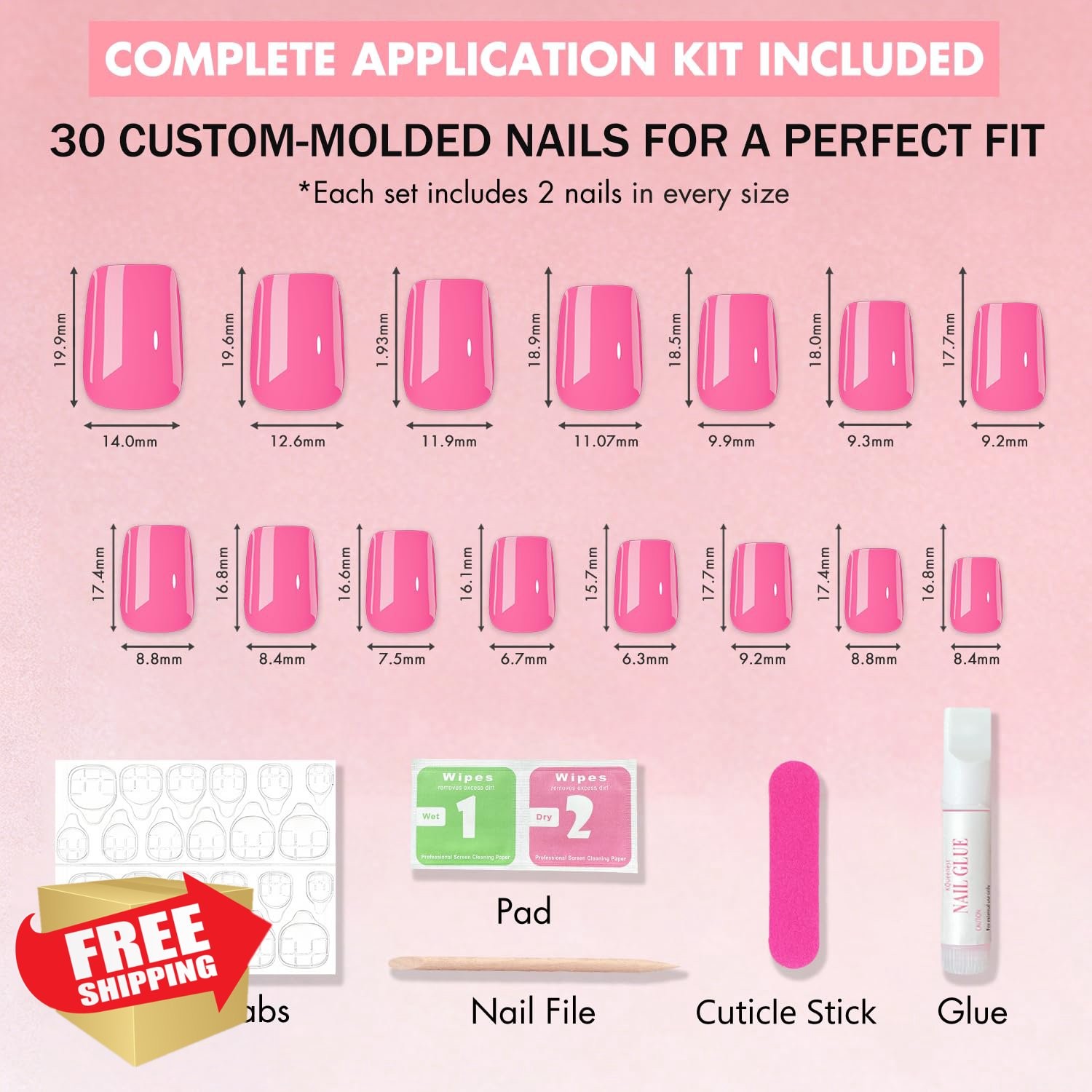 SXVME Short Coffin Press On Nails taupe Glossy 30 Pcs