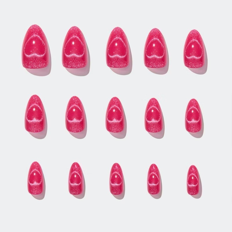 Glamnetic Fake Nails: Almond Shape, Velvet Finish, 30 Pieces