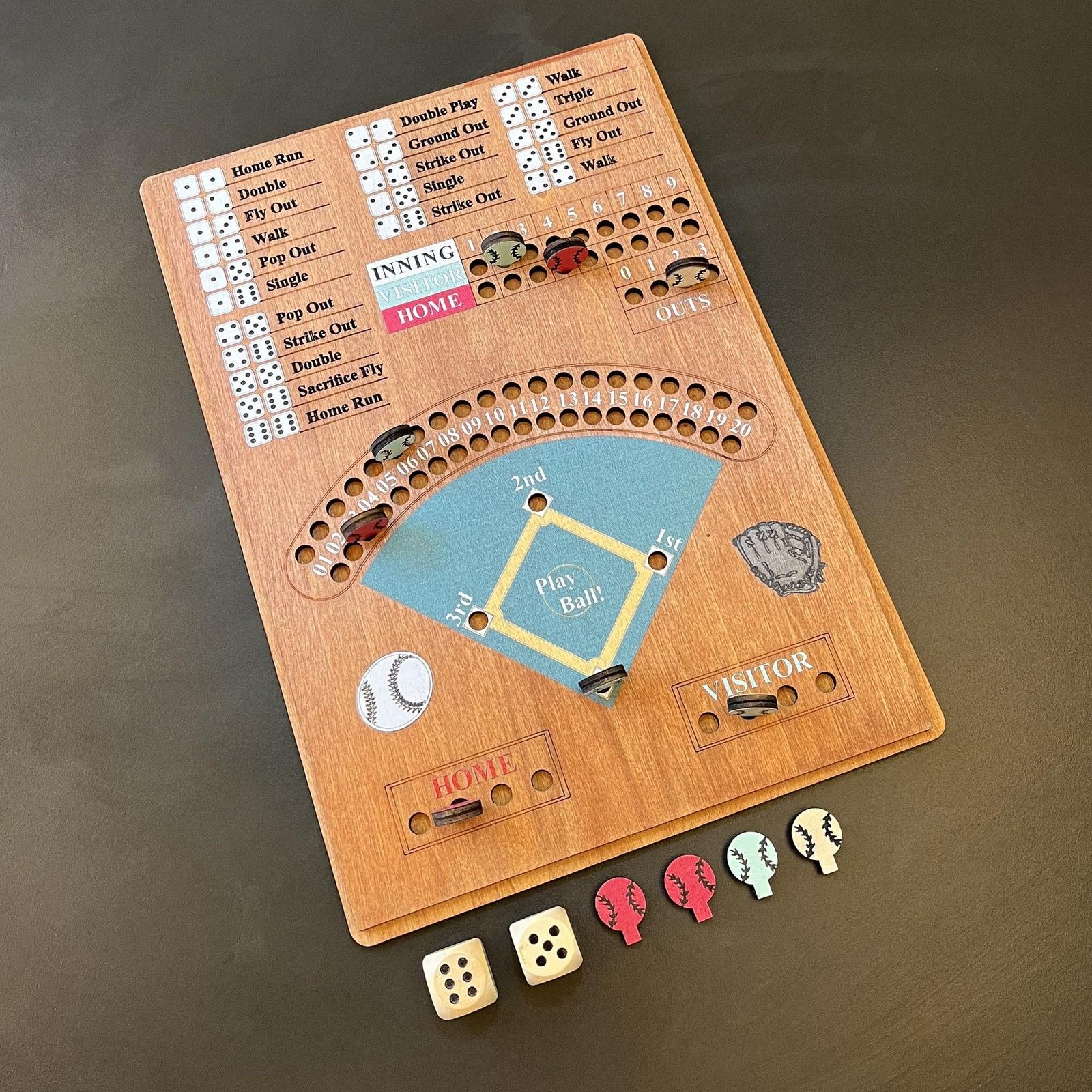CBLKUS Baseball Dice Board Game,Fun Game with 12.0In X 8.5In