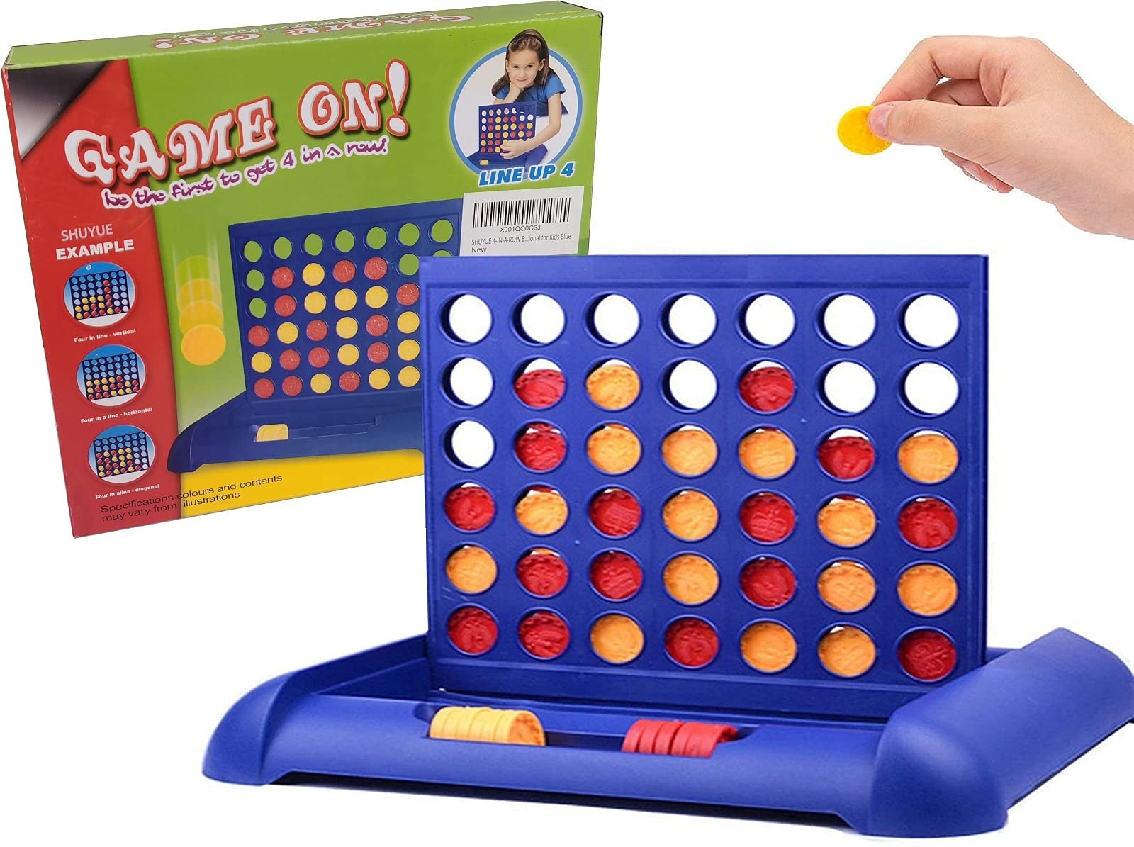 4 IN A ROW Board Games Foldable Line up 4 Toys 9.25*7.5*8.46 inches, Blue