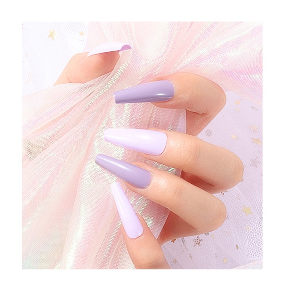 100Pcs False Nail Tips Colors Full Cover Long Ballerina Fake Nails Art Decor DIY