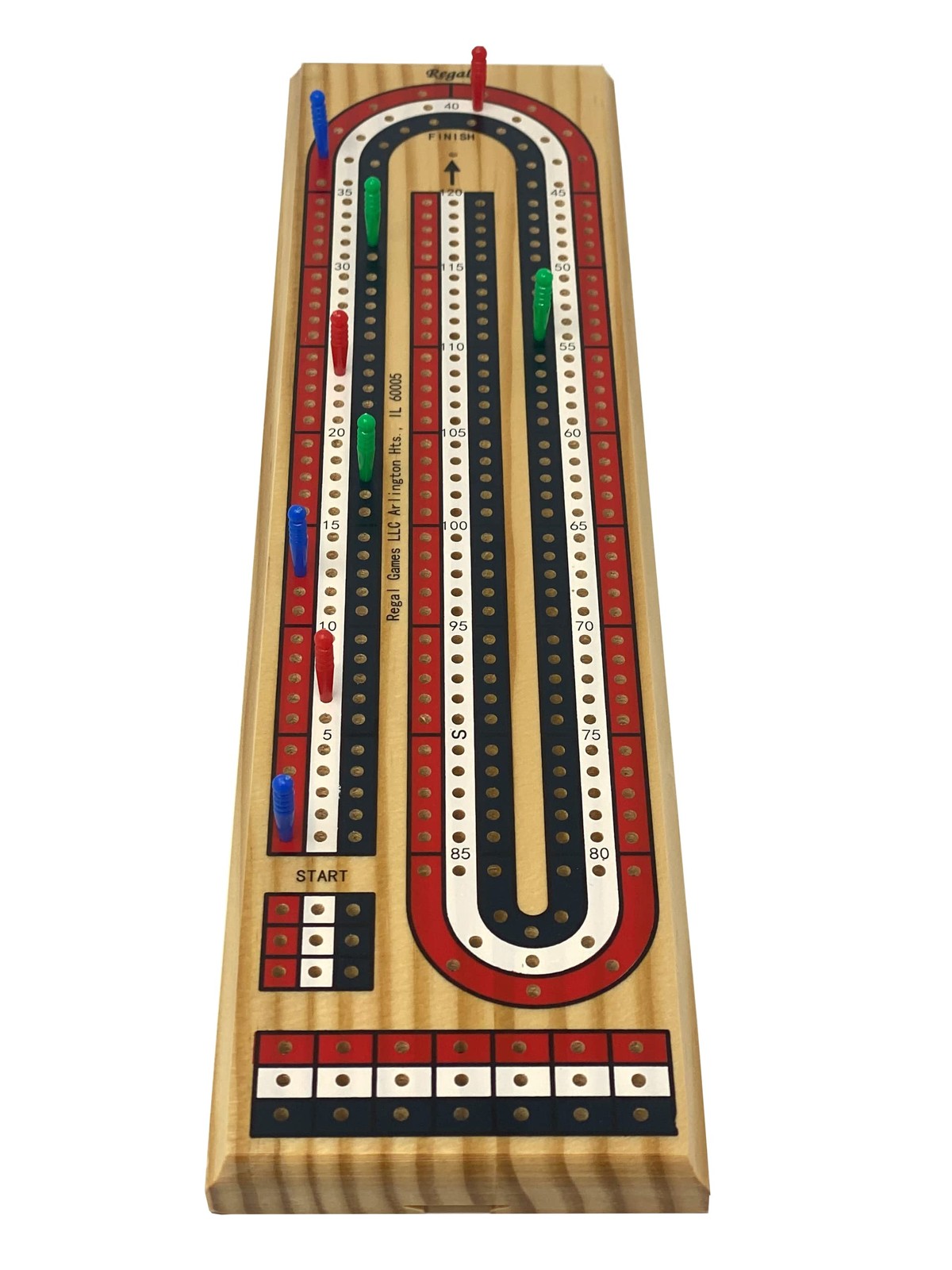 Regal Games Cribbage Board Game Set with 11″ x 4.5″ x 2.75″, Multi-colored