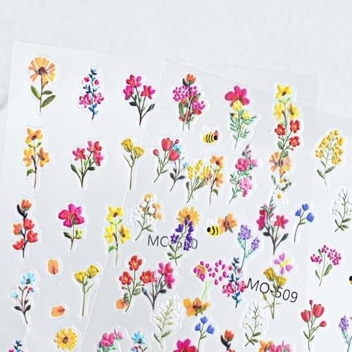 5D Small Bouquet Floral Nail Art Stickers- Spring Summer Flower Nail Decals