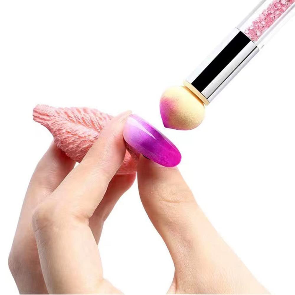 Nail Gradient Sponge Pen, Double Head Nail Painting Brush with 20 Pieces Head…