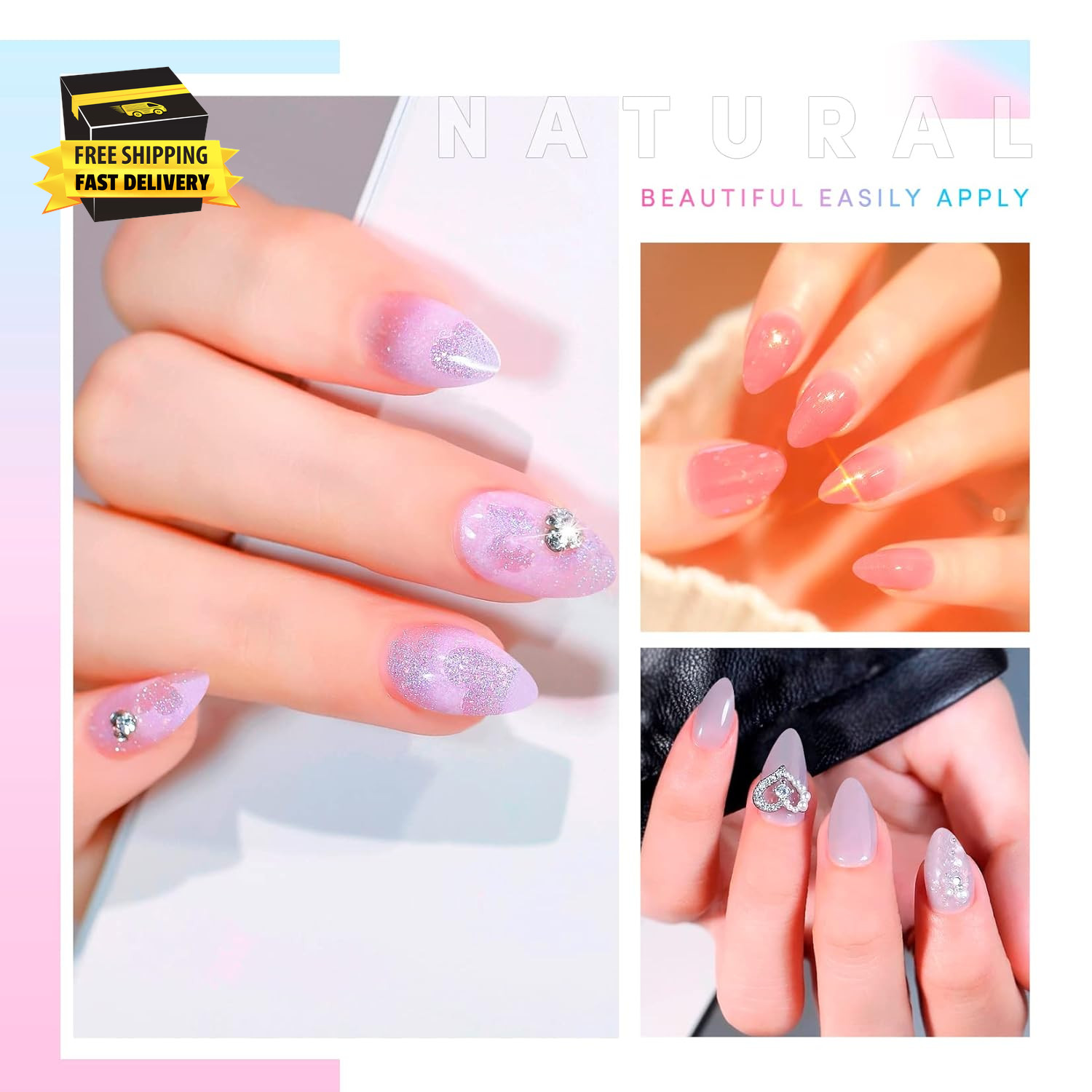 Almond Nails Tips – 240Pcs Clear Fake Tips 12 Sizes Soft Gel False Nails Full Co