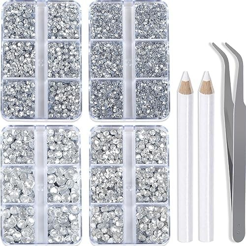10000 Pieces 5 Mixed Size Clear Hotfix Rhinestones for Crafts Clothes Nail Art w