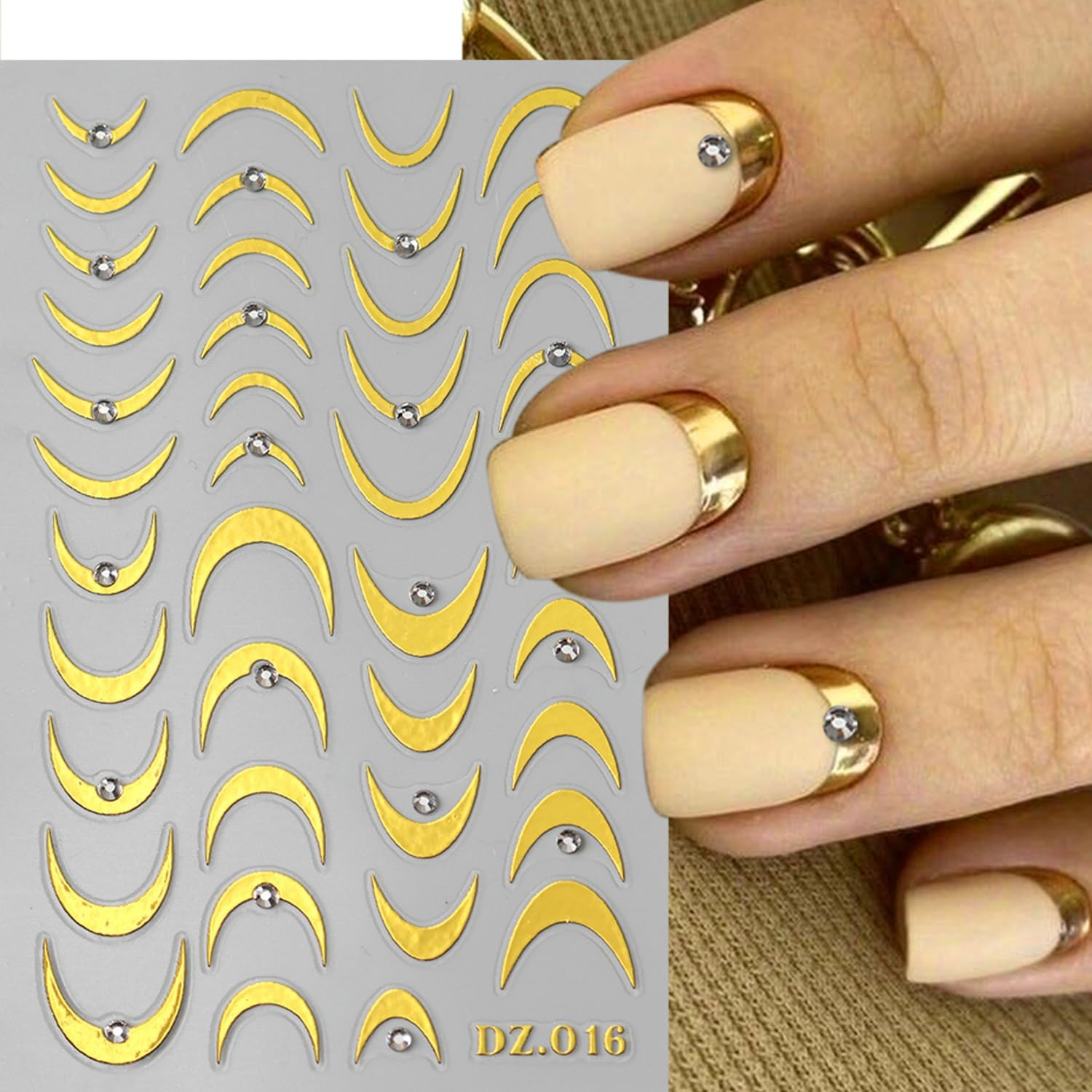8PCS Line Nail Art Sticker Gold Silver Foil Nail Stickers Nail Art Supplies 3D M