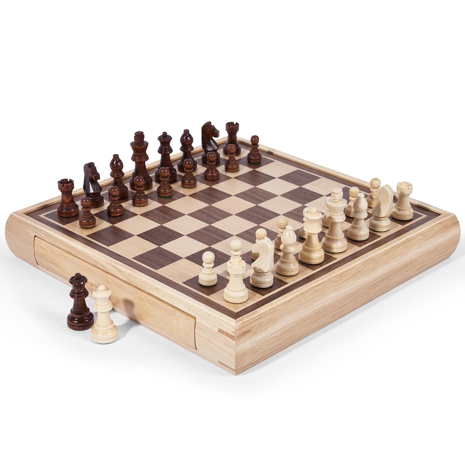VAMSLOVE 13″ Chess Chinese Checkers 2 in 1 Wooden Board Game 13x13x2 inches