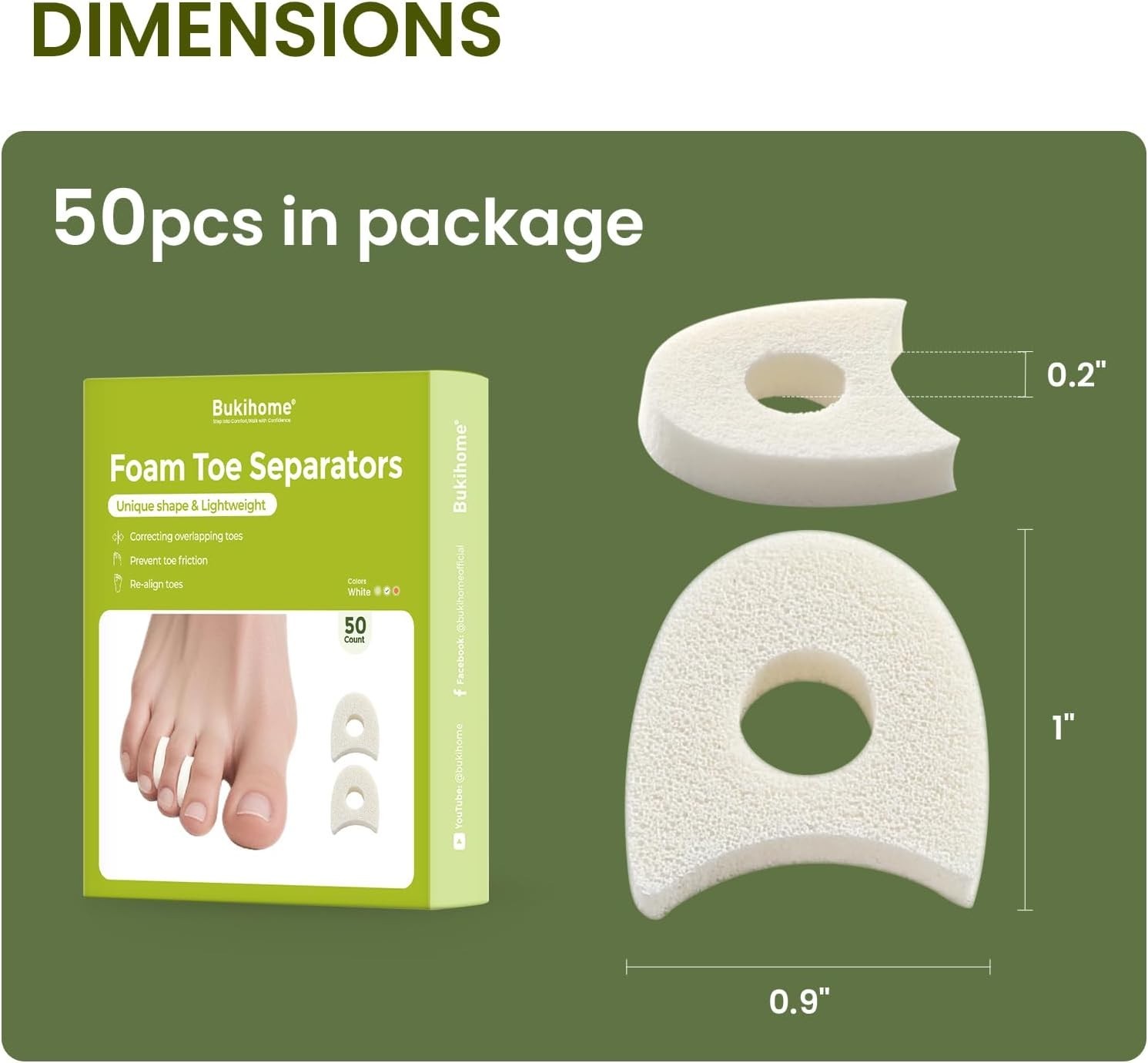 50 Pack Foam Toe Separators – Correct Overlapping Toes and Reduce Friction – …