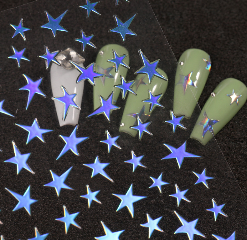 Black Gold Silver Pink Stars 3D Self-Adhesive Nail Art Stickers So165 NH21