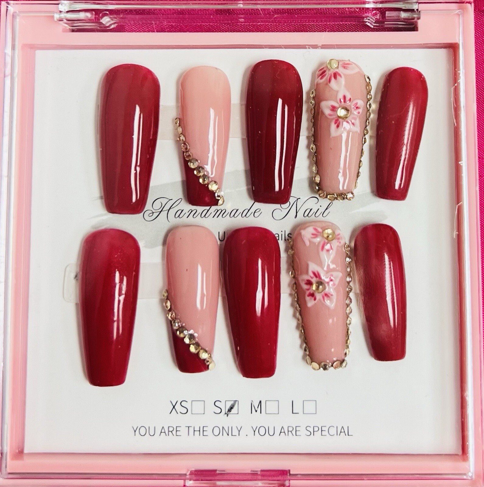 Handmade Custom Made Press On Nails (Gel) Full Size /New In Box
