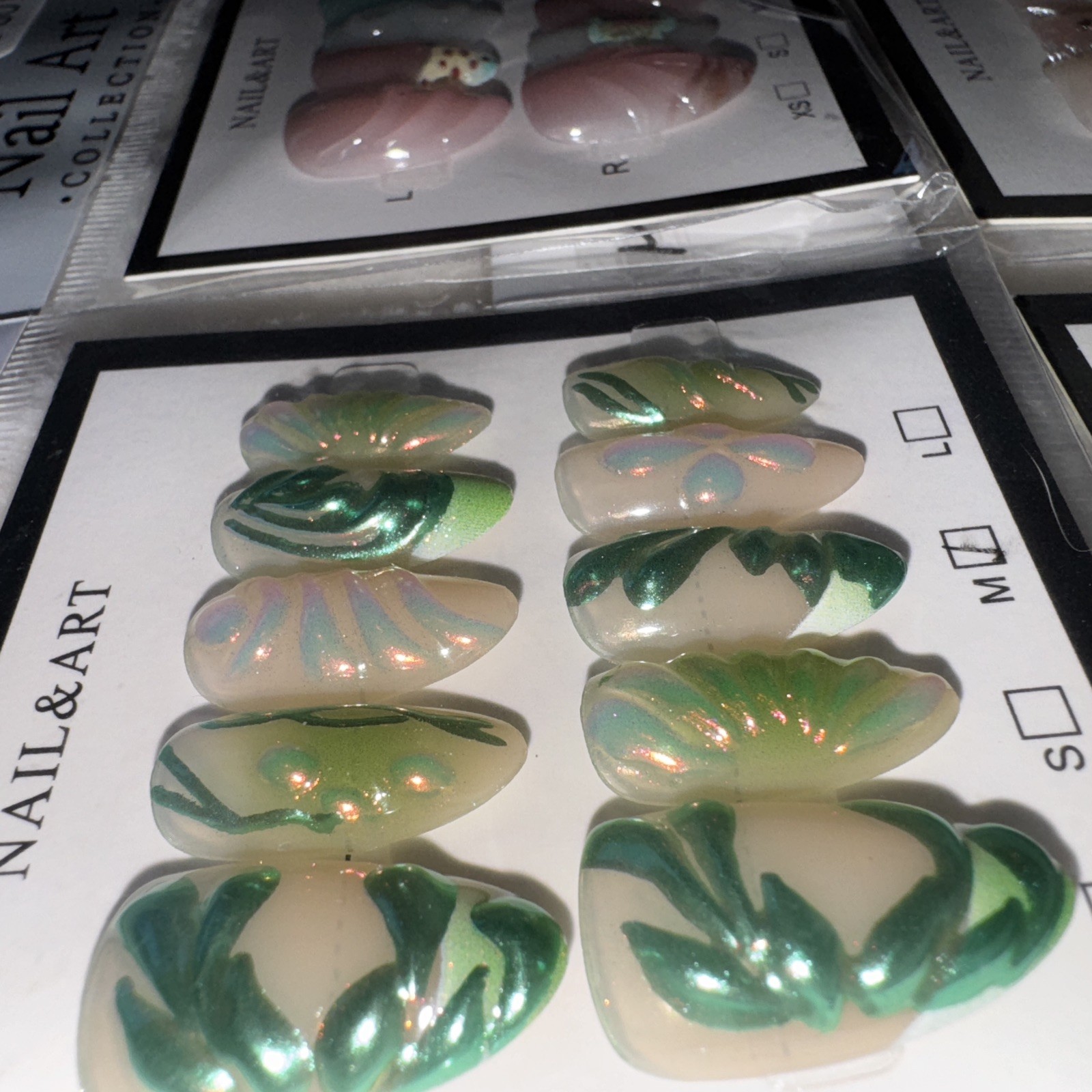4 Packs Of 10pcs Almond Press On nails | 3D Unique Designs| Size M | Reusable 12