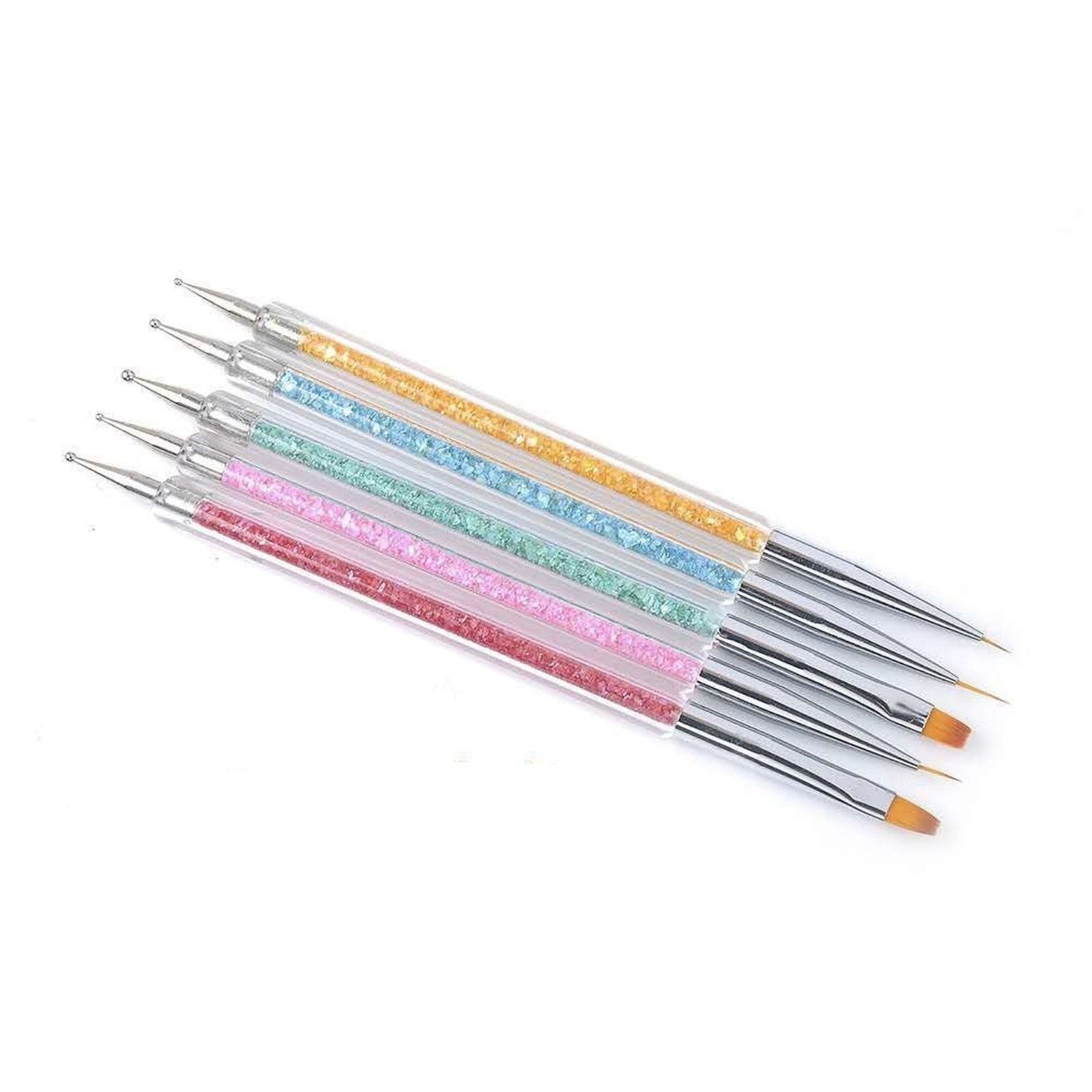 5-Piece Double-Ended Nail Art Pen Set with UV Fluorescent Colors