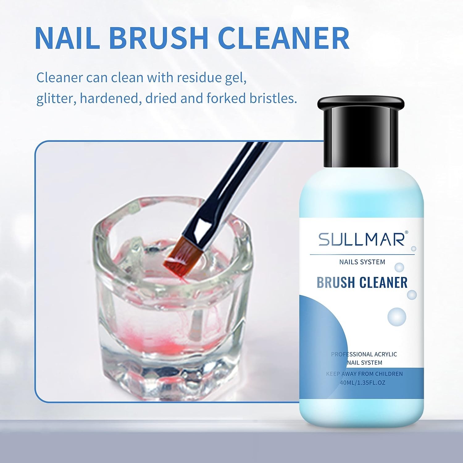 Crystal Clear Acrylic Monomer Liquid – Non-Yellowing Formula, 40ml for All Nails