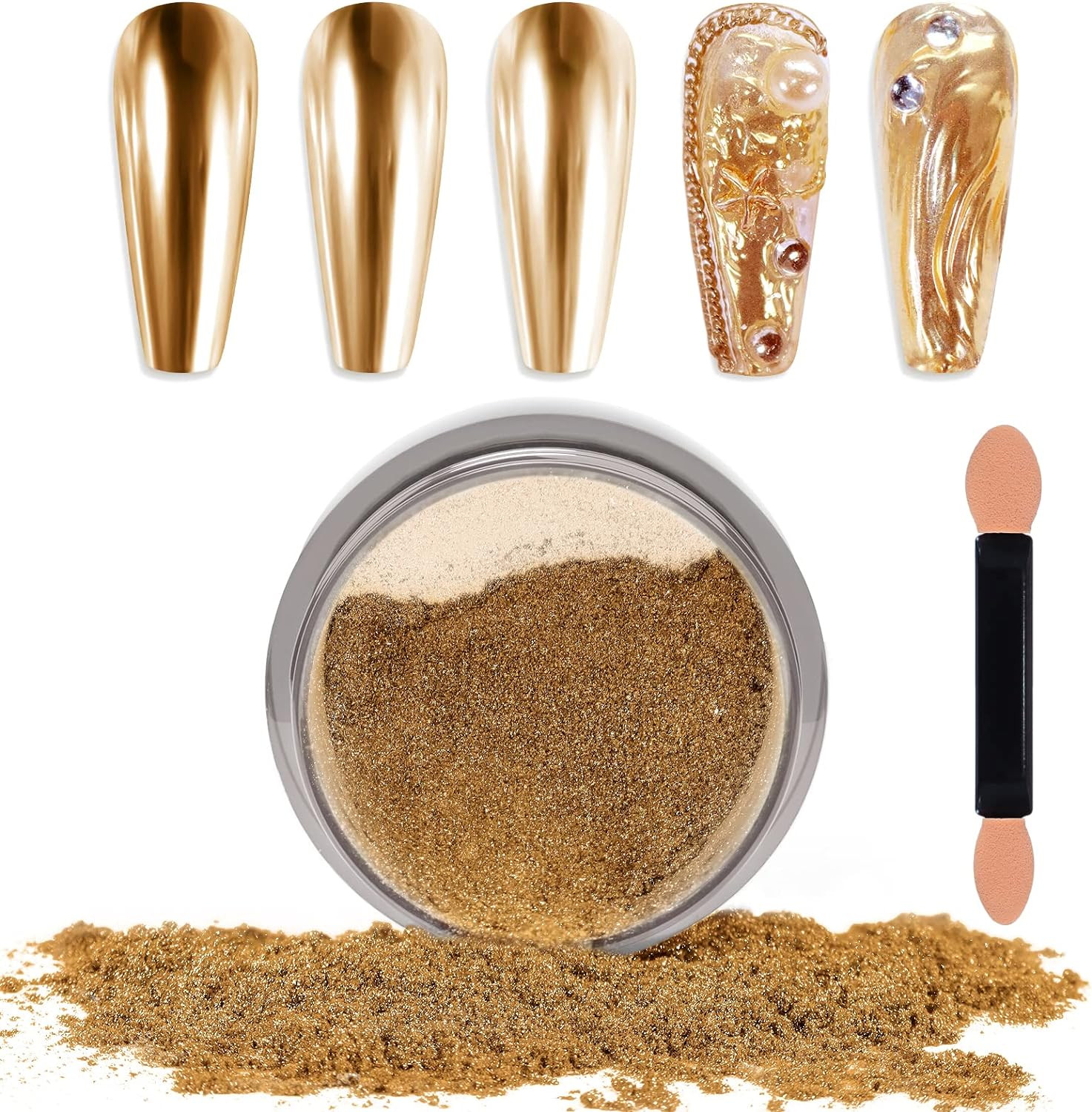 Chrome Nail Powder Mirror Effect Metallic Dust Holographic Glitter Glazed Manicu
