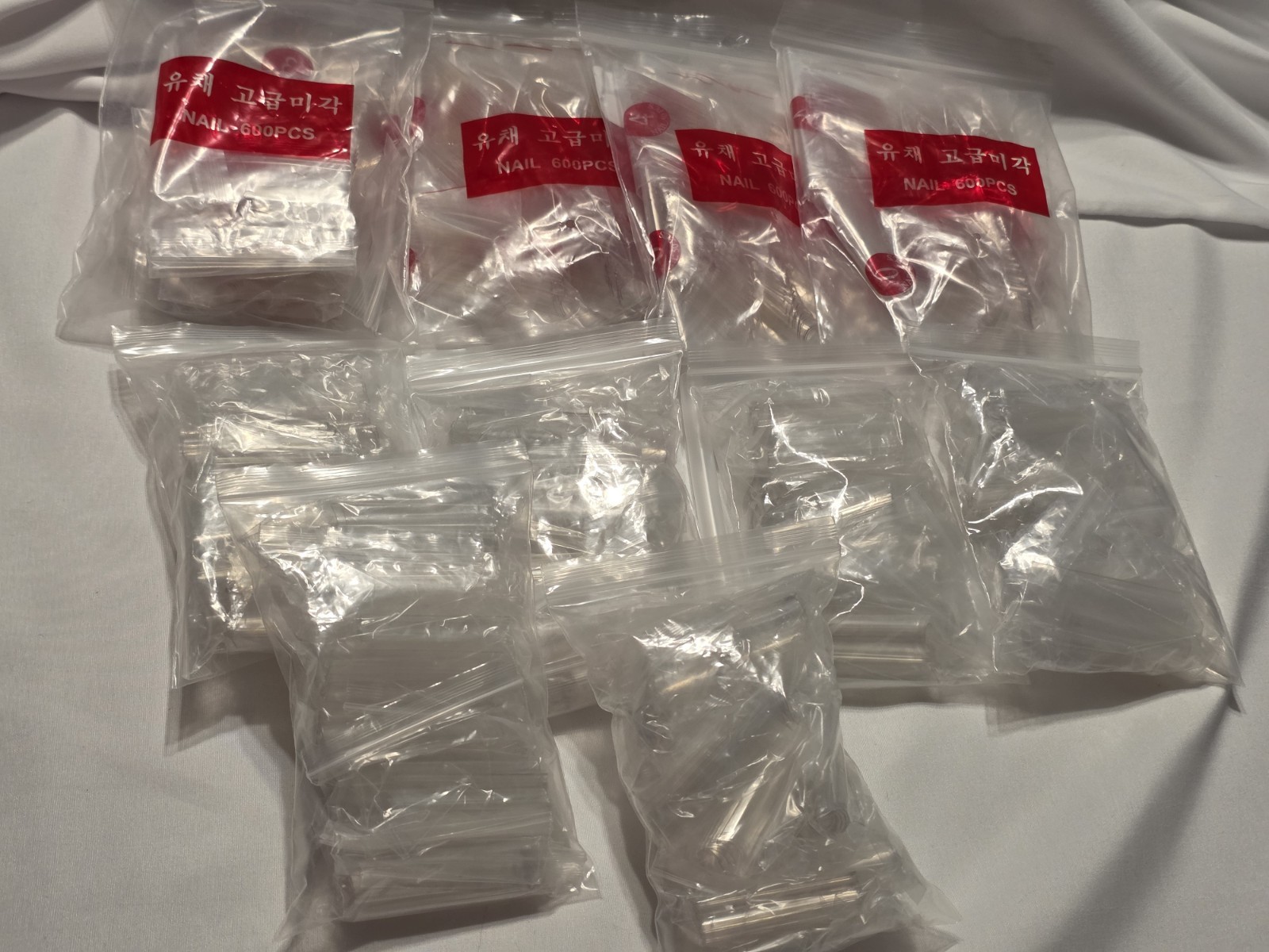 Nail Tech Supply Lot: 600pc Tips, 3x 3D Bow Charm Kits, Bottles, Hello Kitty