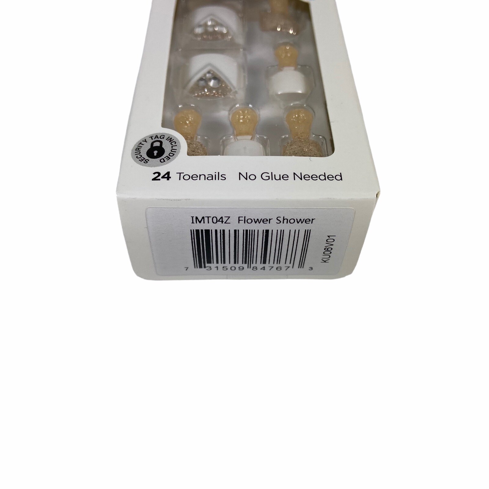 NEW Kiss Nails Impress Press On Pedicure Gel White Gold Glitter Gems Toe Nails