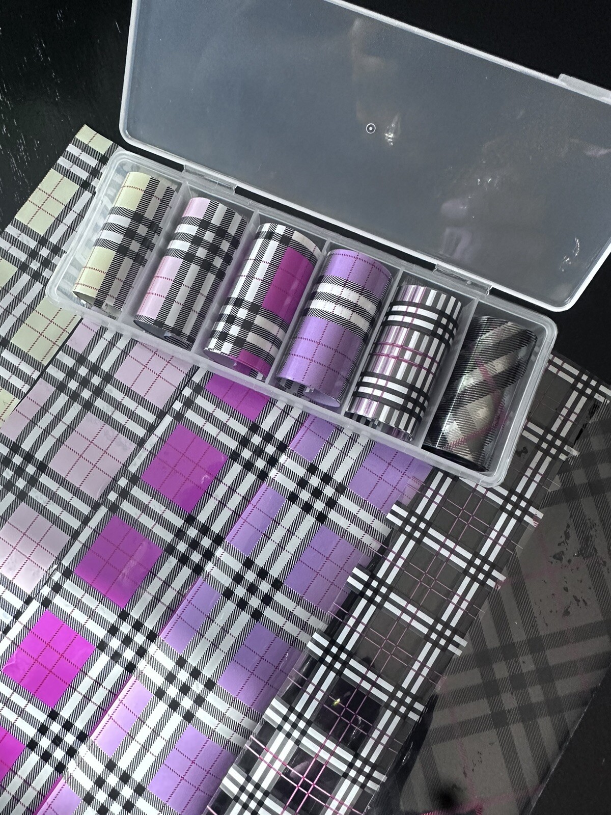 Plaid Nail Foil Christmas Nail Foil Transfer Sticker 6pcs 4X100cm