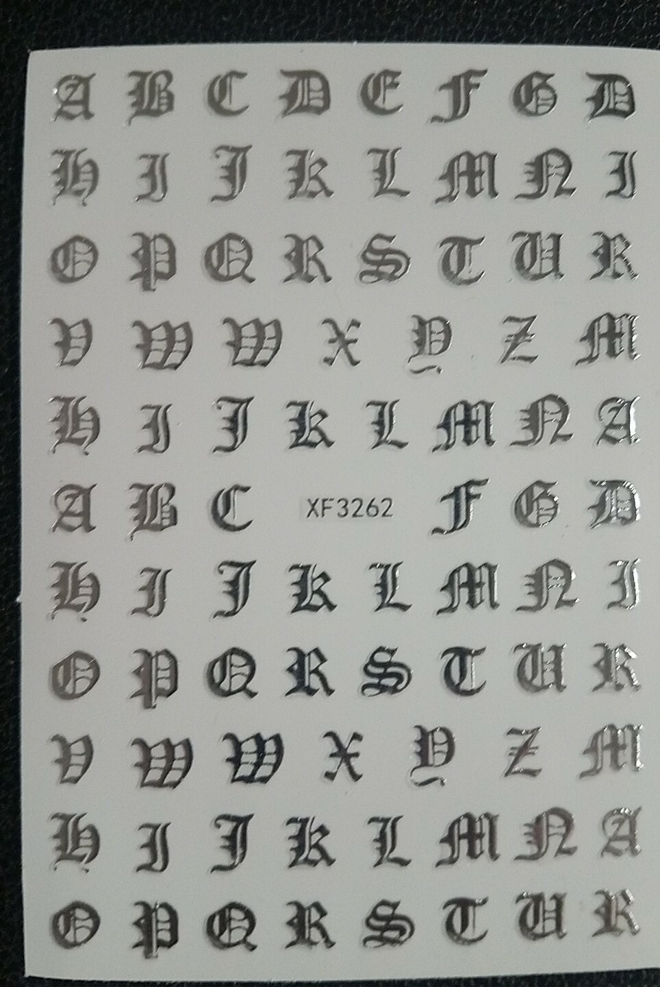 Silver Alphabet Letters Nail Art Stickers