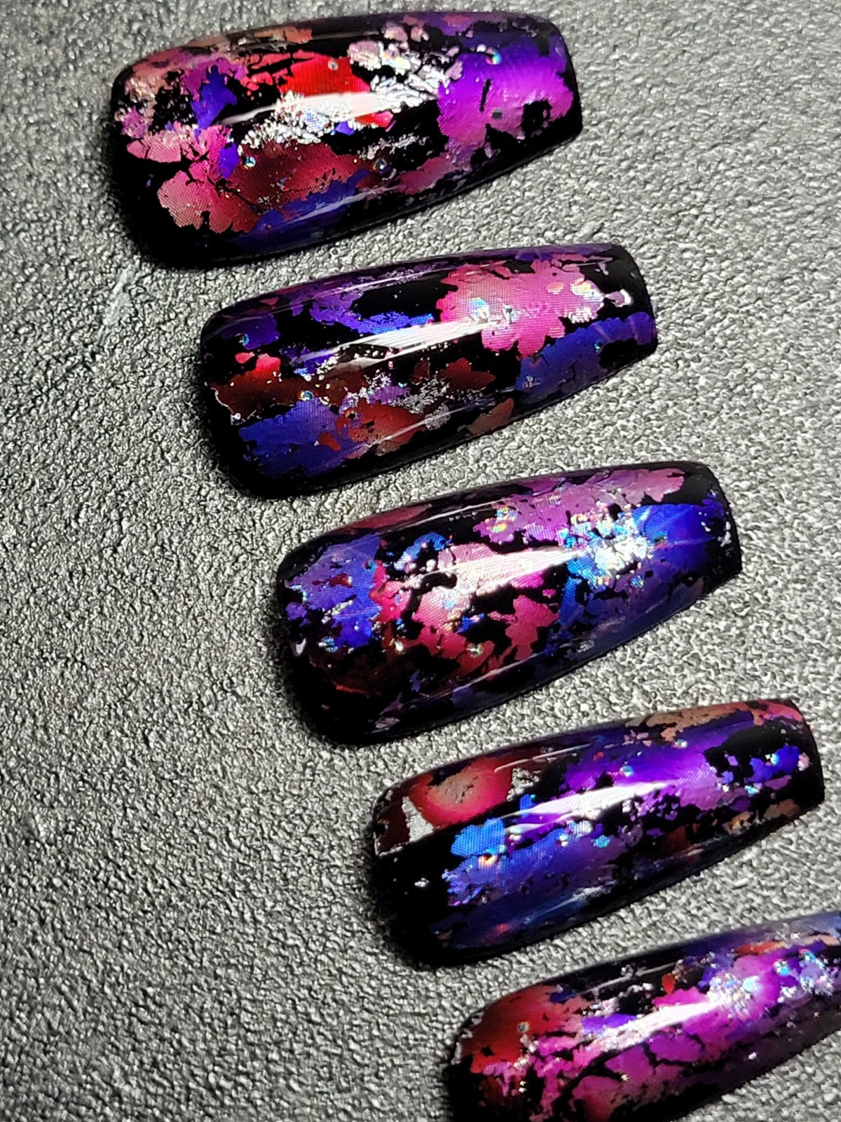 Custom Gel Press on Nails fake nails Handmade 10 pc set MEDIUM Pink Red Purple