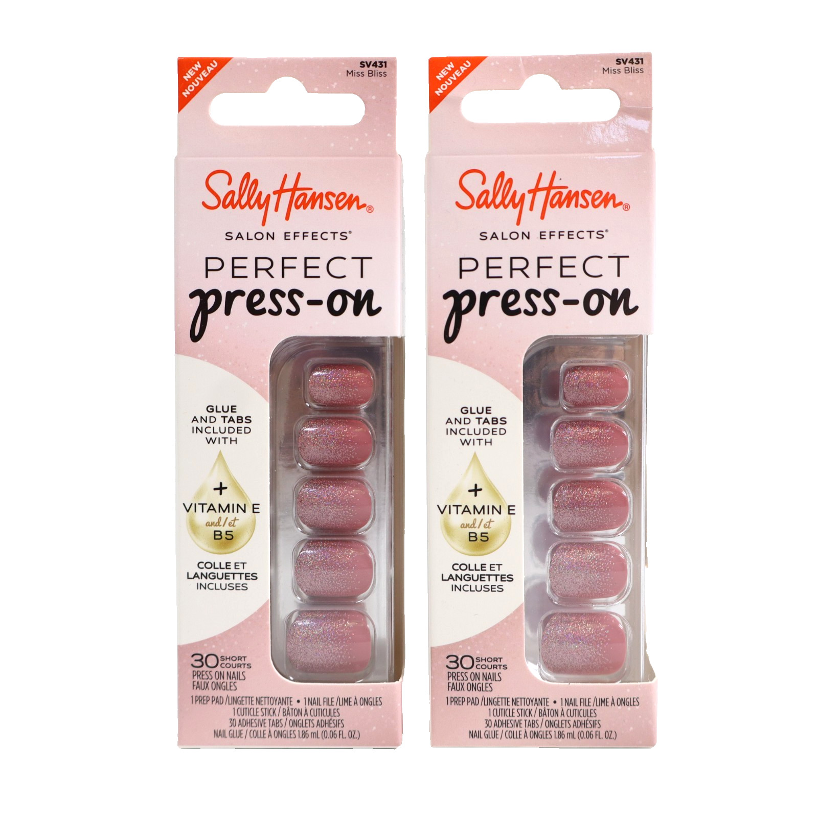 2 PACK Sally Hansen Salon Effects Perfect Press-on Nails, Miss Bliss SV431