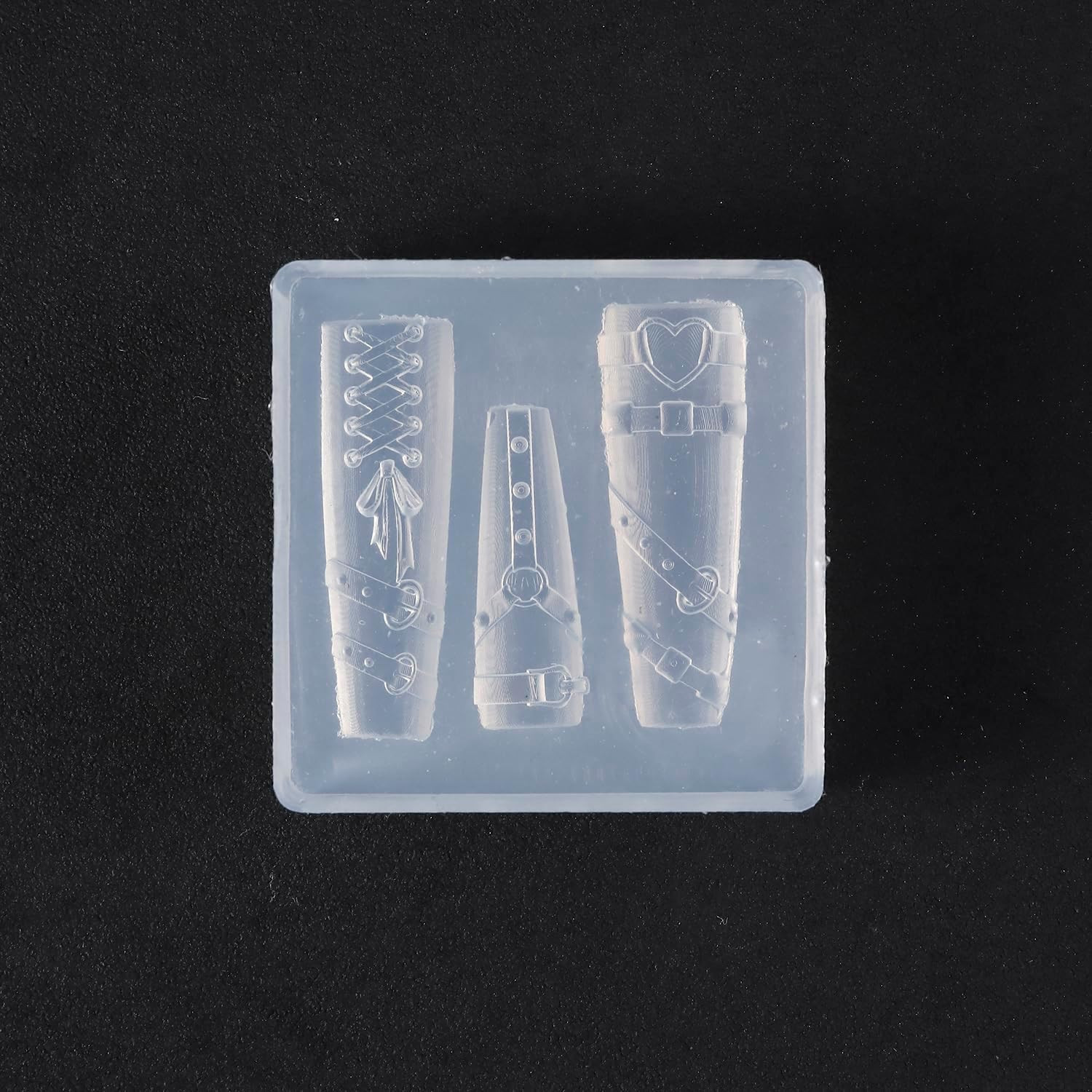 Silicone Nail Art Mold, 3D Punk Belt Nail Charms Resin Molds Heart Bow Nails Des