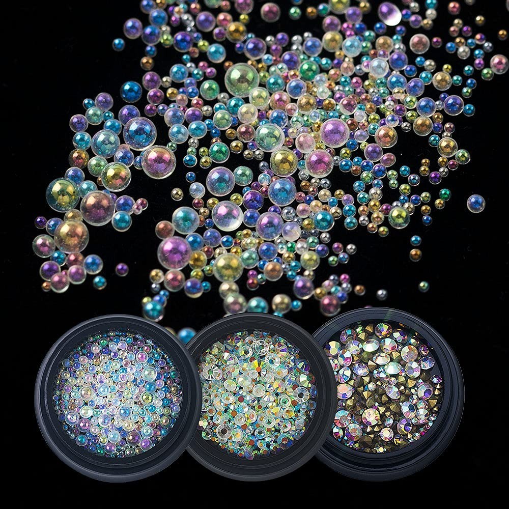 Versatile 6 Color Nail Caviar Beads – 0.8mm to 3mm Metal Charms for Artistry