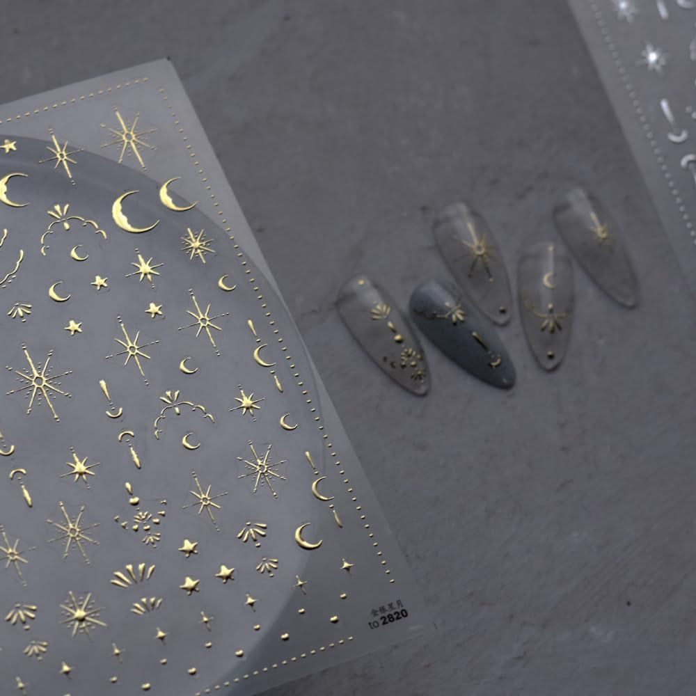 5D Embossed Nail Stickers, Premium Salon-Quality Self-Adhesive 3D Nail Art Decal