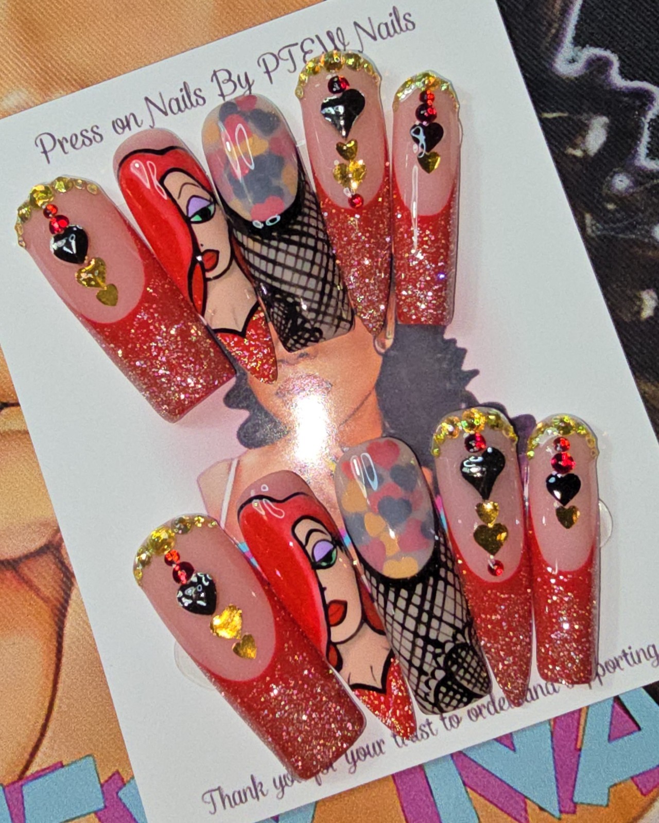Handmade Gel Press On Nails, Small Size 2,5,4,6,9 XL Long Stiletto +Square