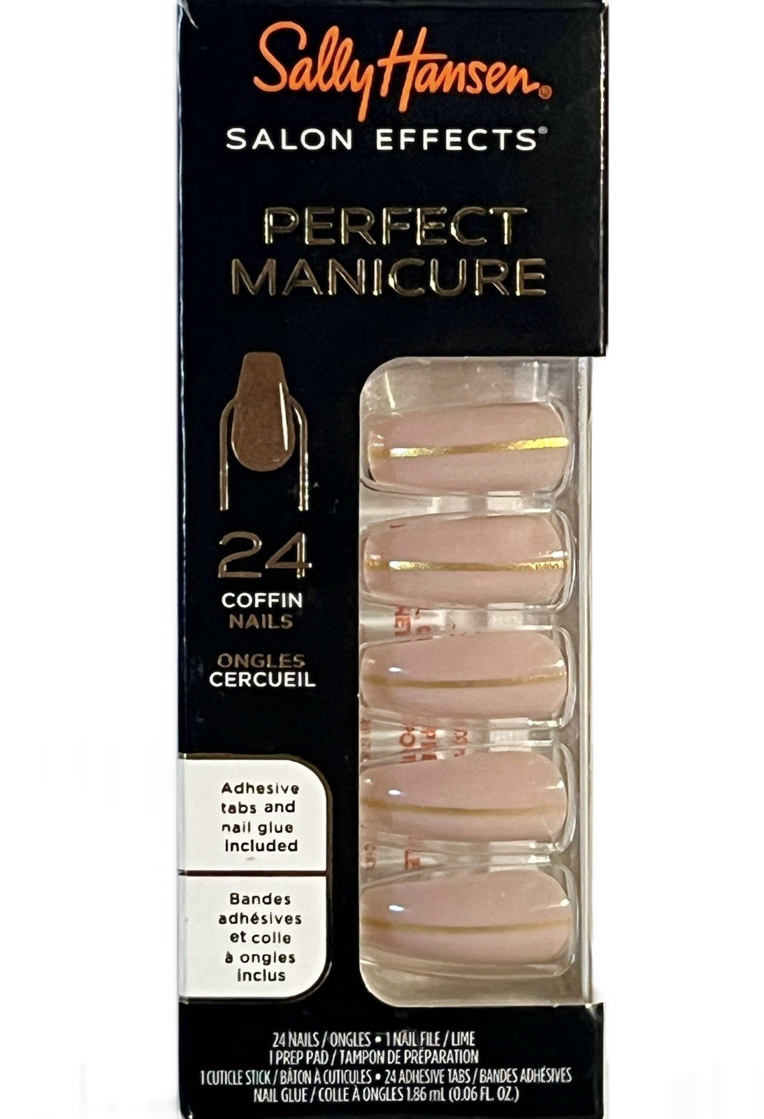 2pk Sally Hansen Salon Effects Perfect Manicure Med Coffin/Meet Me In The Metal