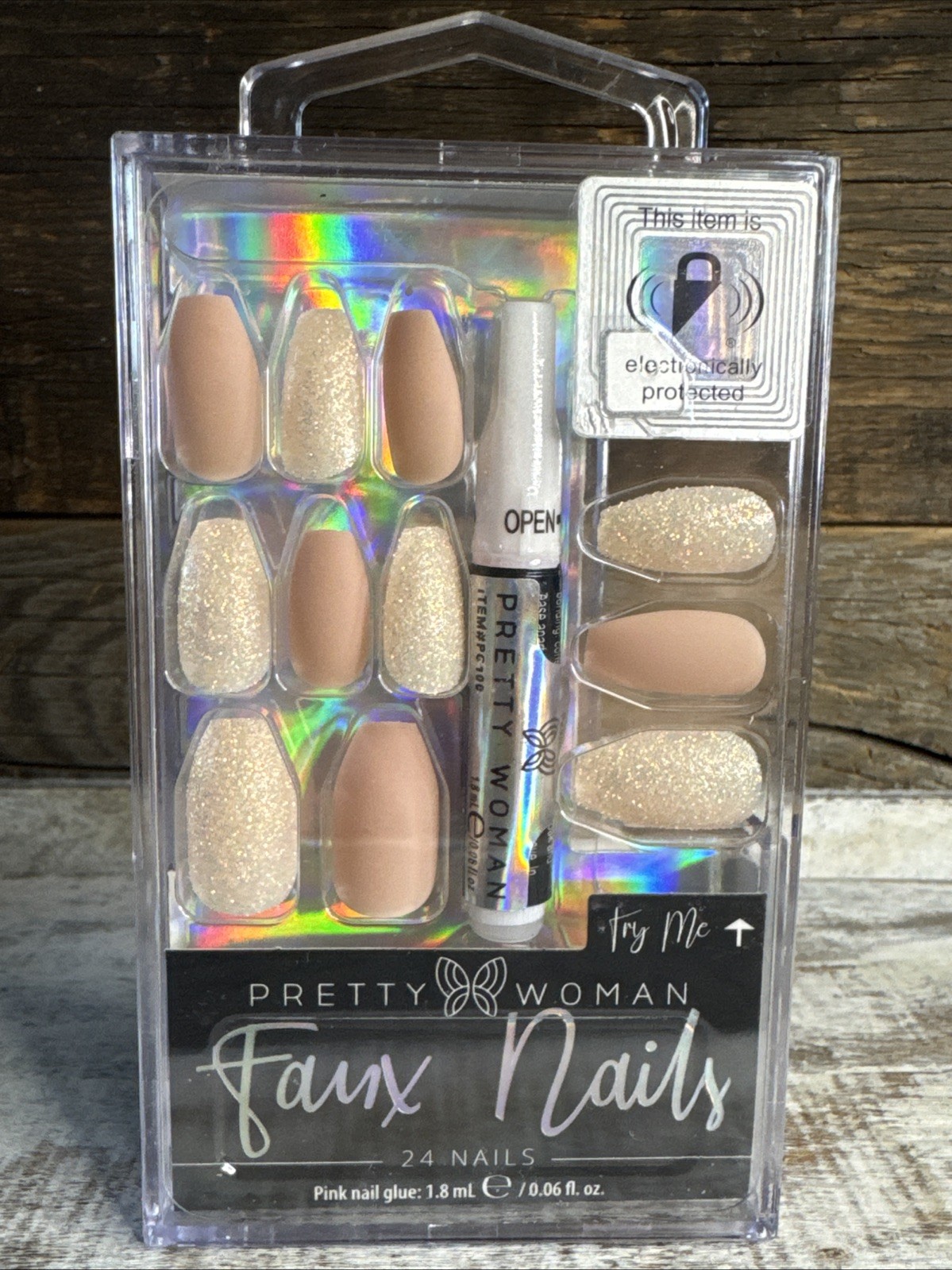 Pretty Woman Faux Nails Rose Good Glitter Matte Pink | MSRP = $10