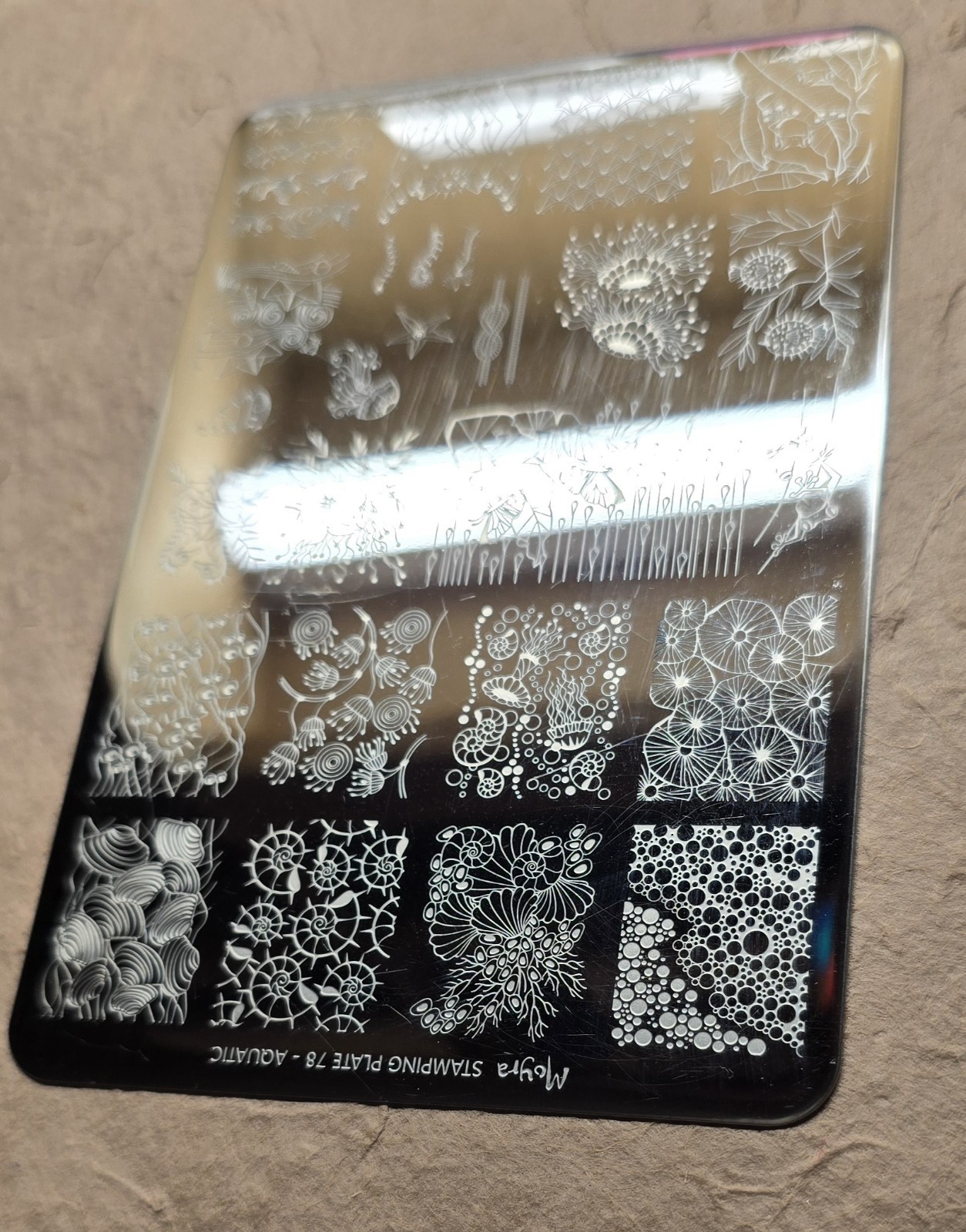 Moyra Aquatic Nail Stamp Plate Icen Sea Life Jellyfish Boats Waves Coral Reef