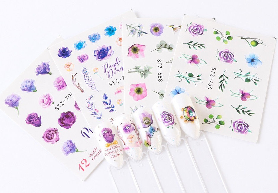 Nail Art Water Transfer Sticker Flower Rose Butterfly Flamingo Seashell Decals