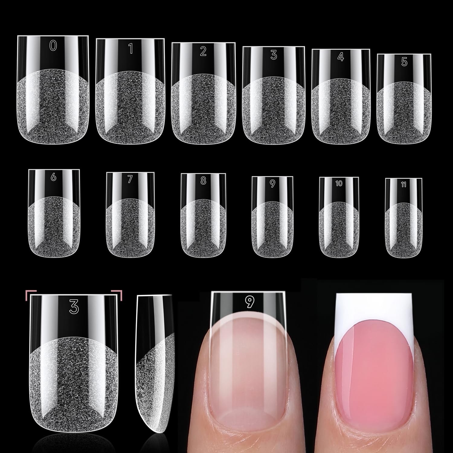 Luckyfairy Short Sharp Square Nail Tips, 240PCS Soft Nail Tips, 12 Sizes Pre-…