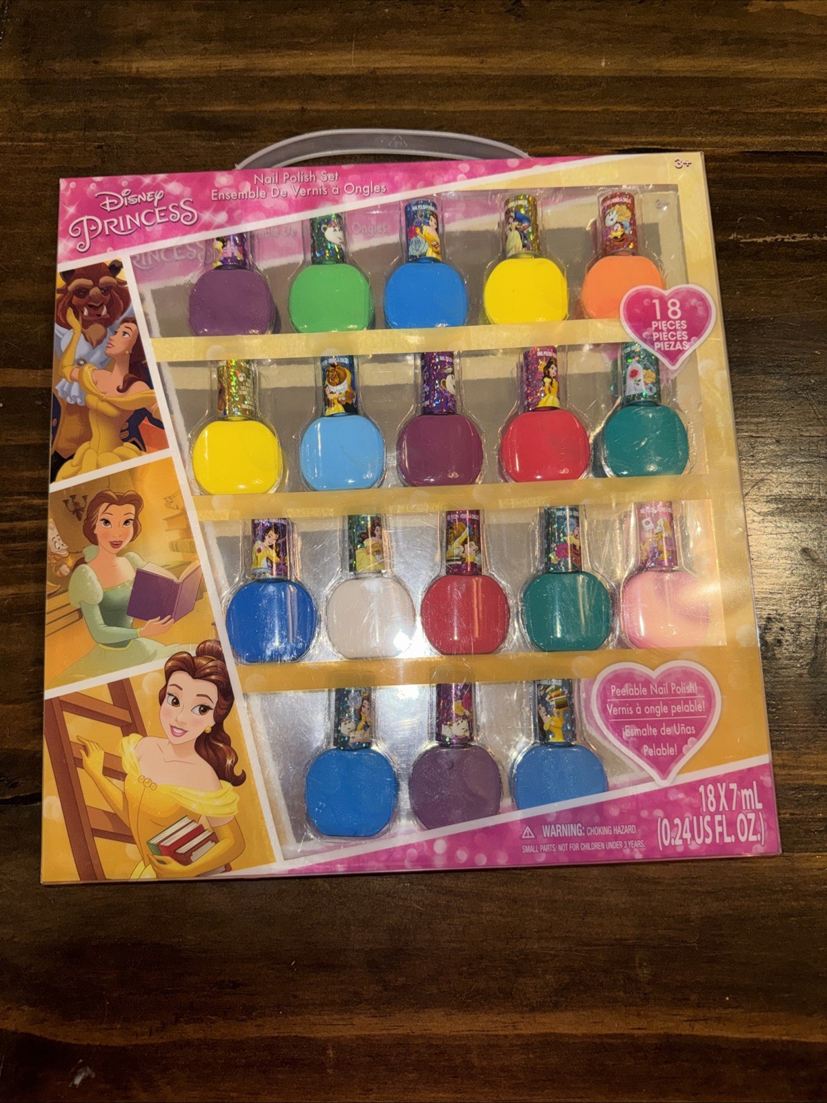 Townley Girl Disney Princess Belle 18 Piece Water-Based Nail Polish Set, Quic…