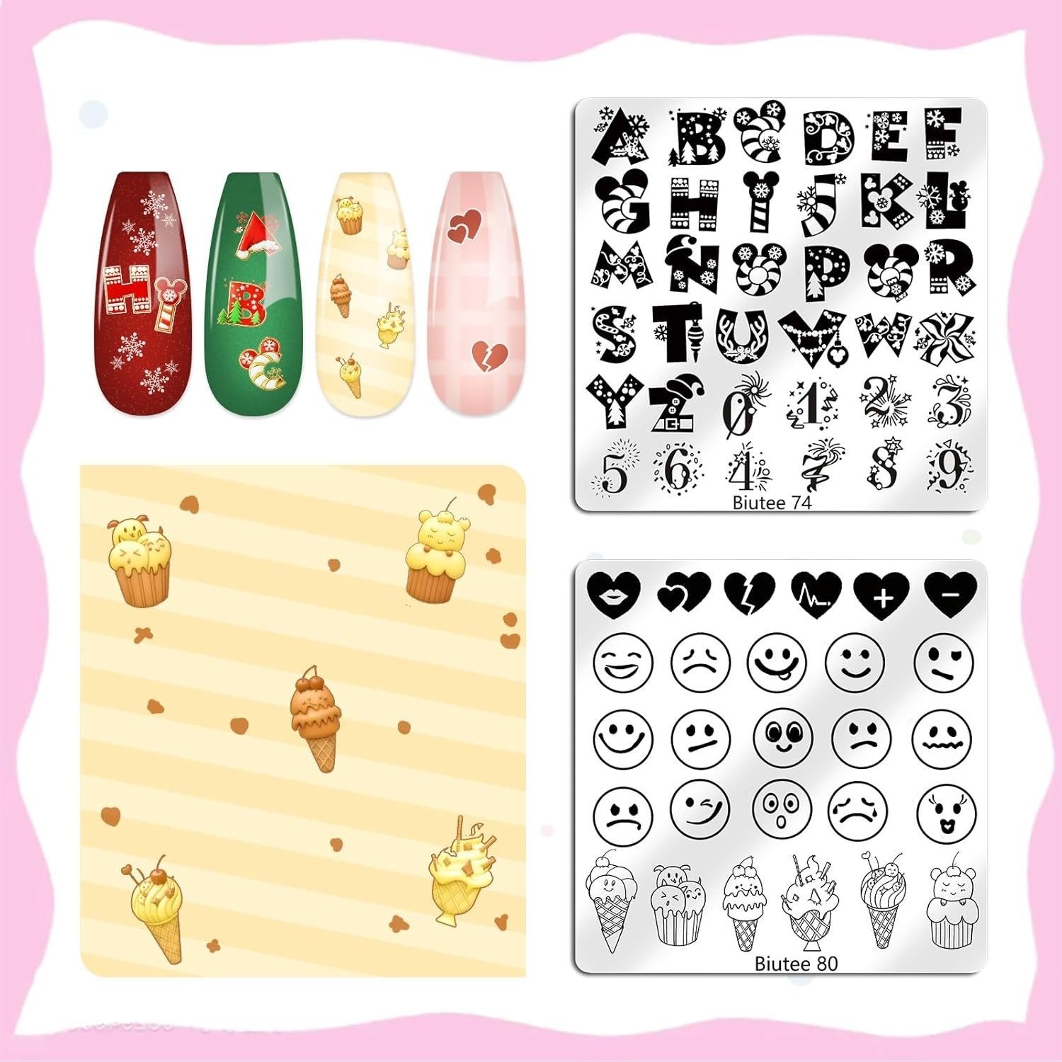 16PCS Nail Stamping Plates Kit with Silicone Stamper, Scraper & Storage Bag