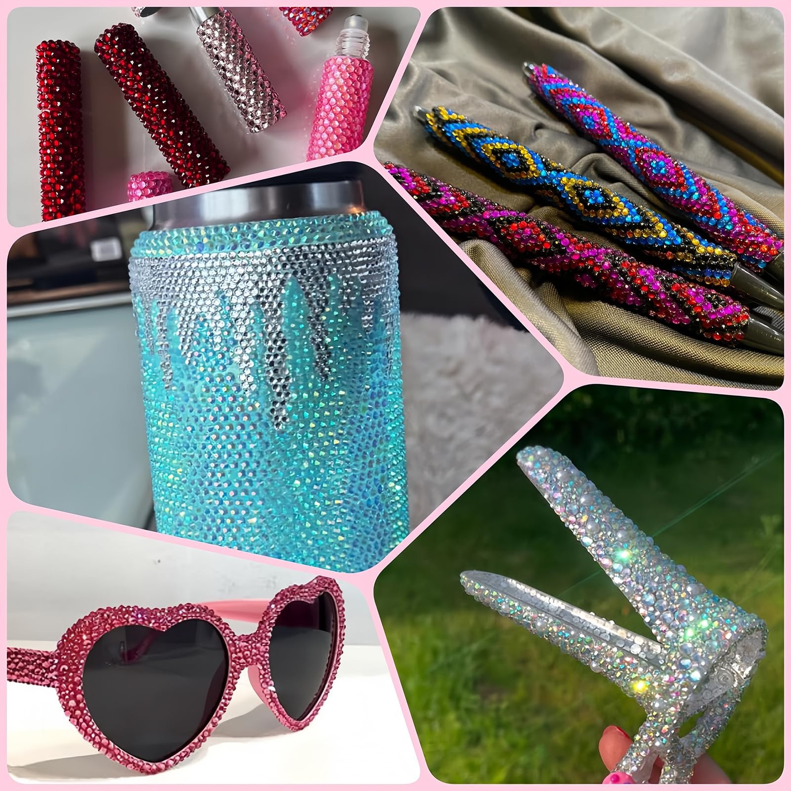 32000pc Resin Rhinestones Bedazzling Kit 3mm Multicolor Gems Tools B7000 Glue DI