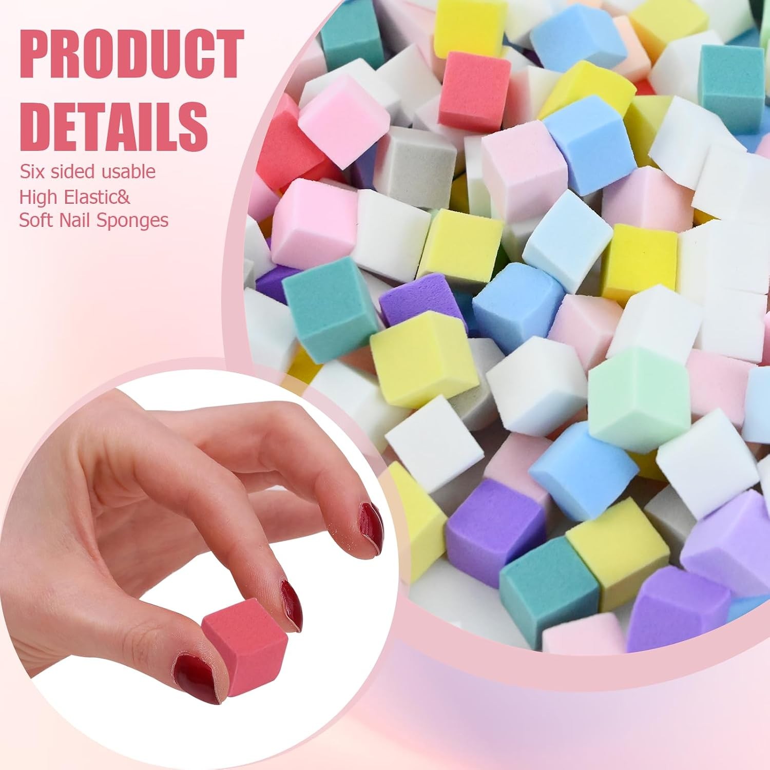 300Pcs Soft Nail Sponges for Ombre,Colorful Nail Art Sponges With Grabbing Pe…
