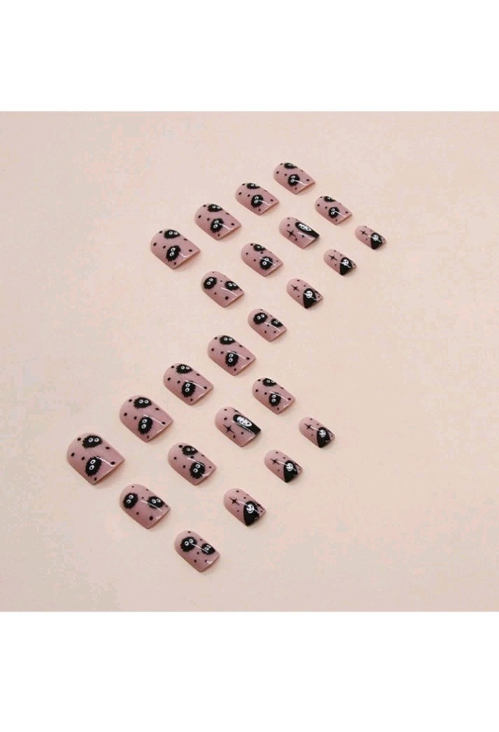 Halloween Ghosts Press On Nails NEW -Square -Black/White -24 Pcs -Do-It-Yourself