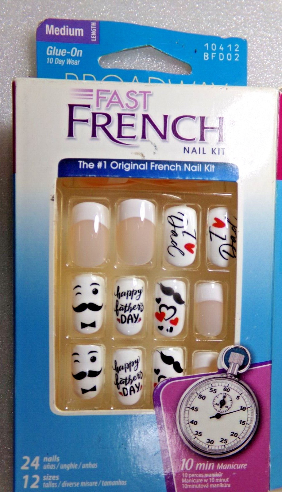 Broadway By Kiss Nail GLUE ON Medium French Father’s Day