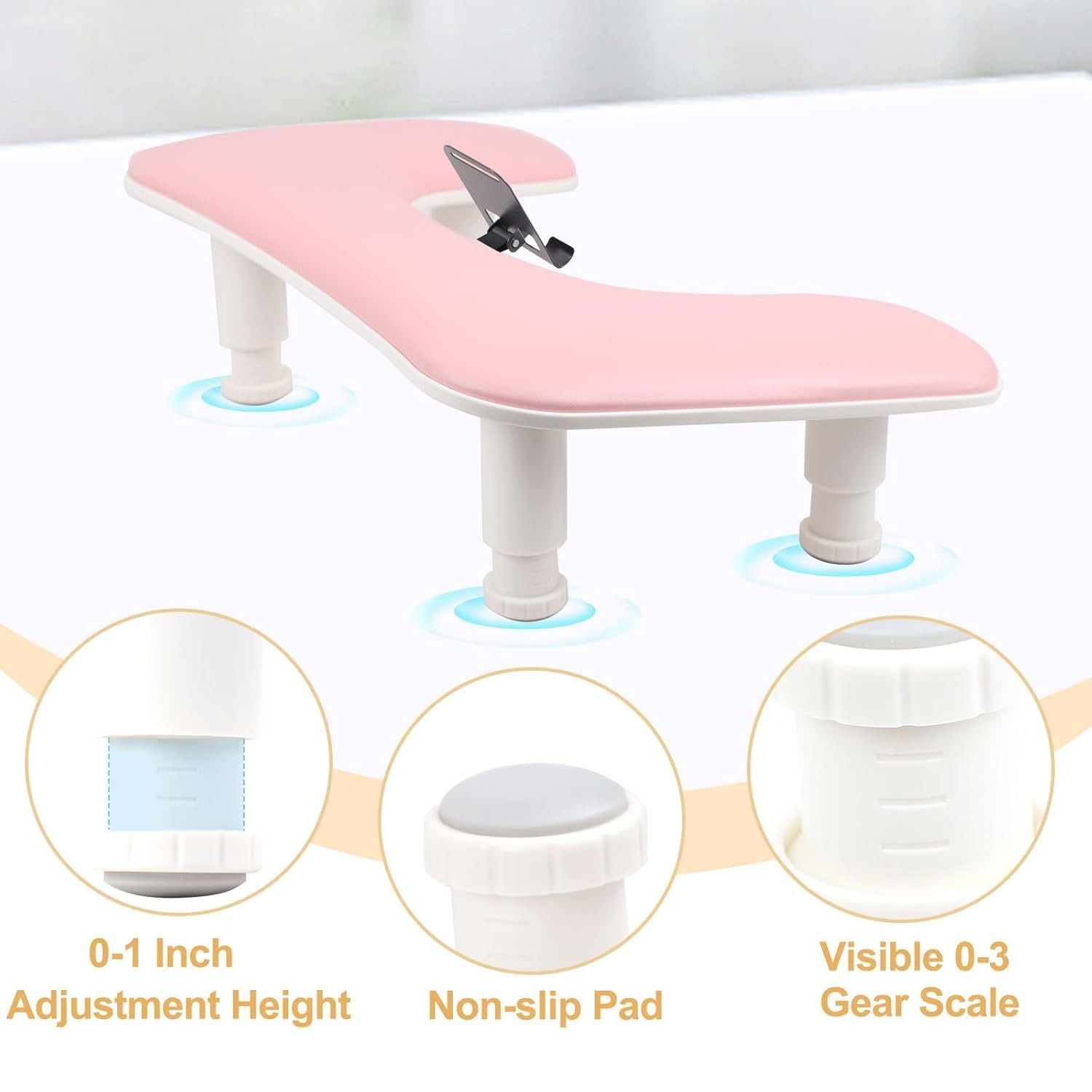 Arm Rest for Nails Tech with a Build-in Phone Holder,U shaped Adjustable Base…